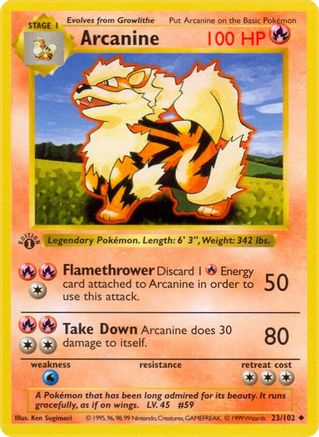 Arcanine (23) 1st Edition - Base Set Shadowless
