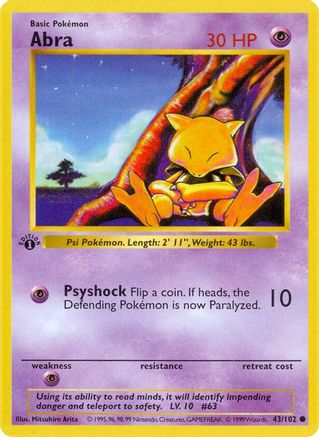 Abra (43) 1st Edition - Base Set Shadowless