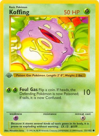 Koffing (51) (1st Edition) - Base Set (Shadowless)