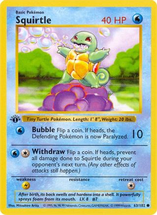 Squirtle (63) (1st Edition) - Base Set (Shadowless)