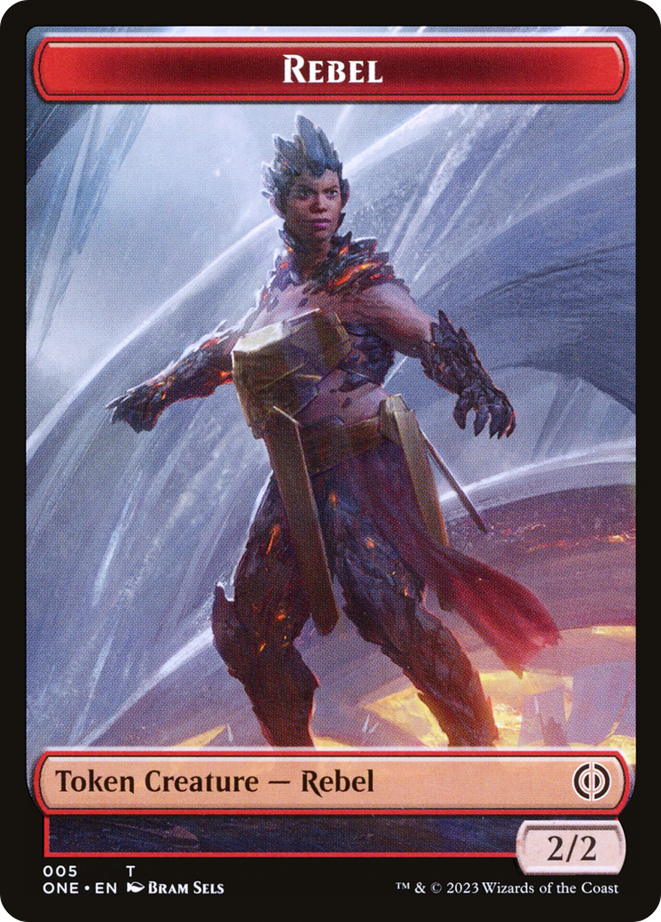 Rebel // The Hollow Sentinel Double-Sided Token [Phyrexia: All Will Be One Tokens] | Silver Goblin