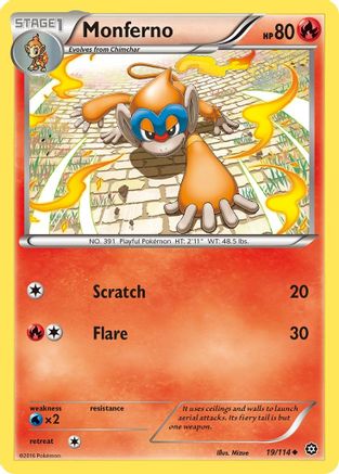 Monferno (19) Reverse Holofoil - XY  Steam Siege