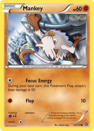Mankey (52) Reverse Holofoil - XY  Steam Siege