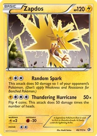 Zapdos (46/113) (Theme Deck Exclusive) [Black & White: Legendary Treasures] | Silver Goblin