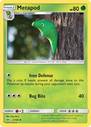 Metapod (2) Reverse Holofoil - Sun & Moon