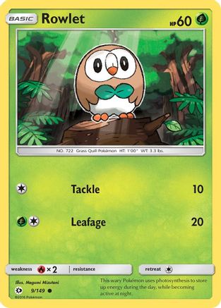 Rowlet (9) Reverse Holofoil - SM Base Set