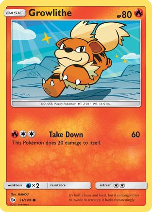 Growlithe (21) Reverse Holofoil - SM Base Set