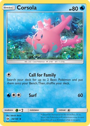 Corsola (36) Reverse Holofoil - Sun & Moon