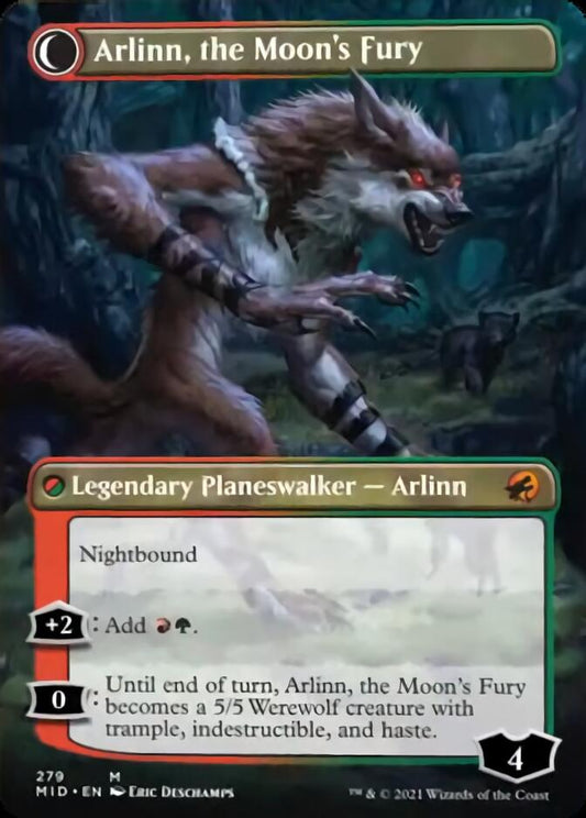 Arlinn, the Pack's Hope // Arlinn, the Moon's Fury (Borderless) [Innistrad: Midnight Hunt] Foil