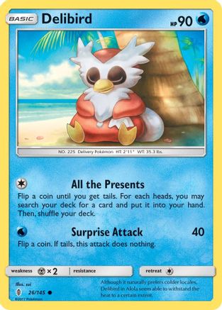 Delibird (26) Reverse Holofoil - SM  Guardians Rising