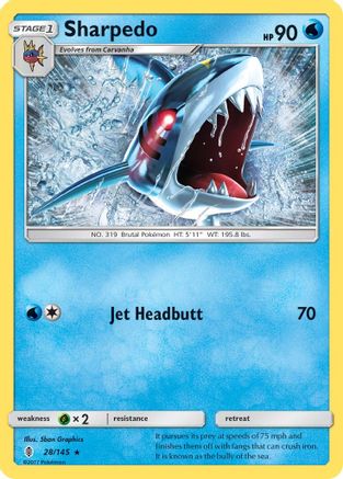 Sharpedo (28) Reverse Holofoil - SM  Guardians Rising