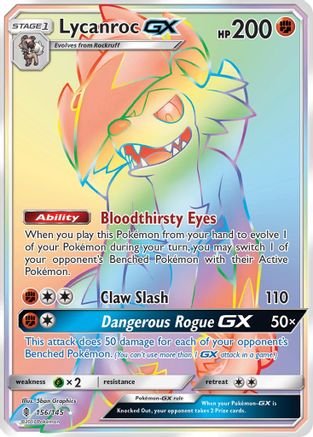 Lycanroc GX (Secret) (156) Holofoil - SM  Guardians Rising