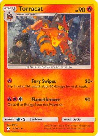 Torracat (25/149) (Cosmos Holo) [Sun & Moon: Base Set] | Silver Goblin