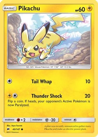 Pikachu (40/147) [Sun & Moon: Burning Shadows] Reverse Holofoil