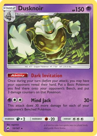 Dusknoir (53) Reverse Holofoil - Burning Shadows