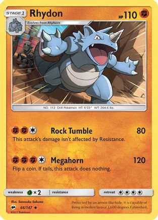 Rhydon (66) Reverse Holofoil - Burning Shadows