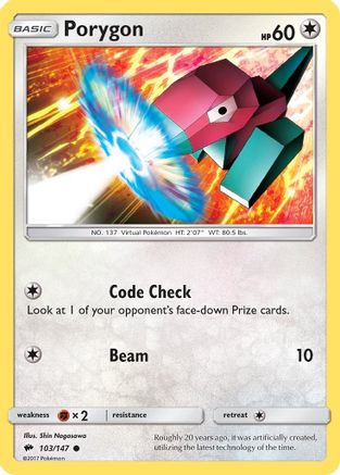 Porygon (103/147) [Sun & Moon: Burning Shadows] Reverse Holofoil
