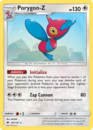 Porygon-Z (105/147) [Sun & Moon: Burning Shadows] Reverse Holofoil