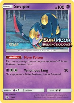 Seviper (SM46) (Staff Prerelease Promo) [Sun & Moon: Black Star Promos] | Silver Goblin