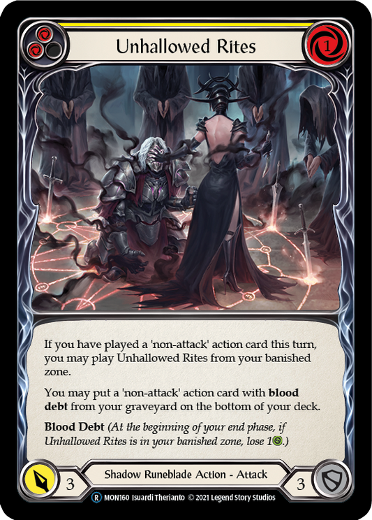 Unhallowed Rites (Yellow) Unlimited Edition Rainbow Foil (MON160) - Monarch