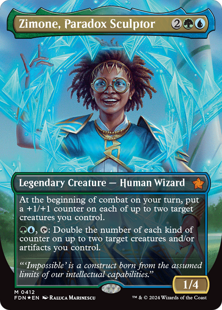 Zimone, Paradox Sculptor (Borderless) (Mana Foil) [Foundations] | Silver Goblin