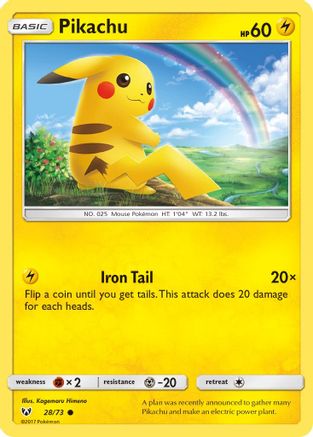 Pikachu (28/73) [Sun & Moon: Shining Legends] Reverse Holofoil