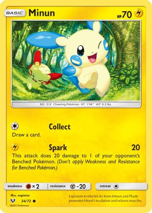 Minun (34) Reverse Holofoil - Shining Legends