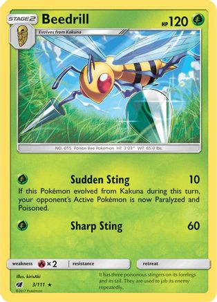 Beedrill (3) Reverse Holofoil - Crimson Invasion