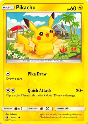 Pikachu (30/111) [Sun & Moon: Crimson Invasion] | Silver Goblin