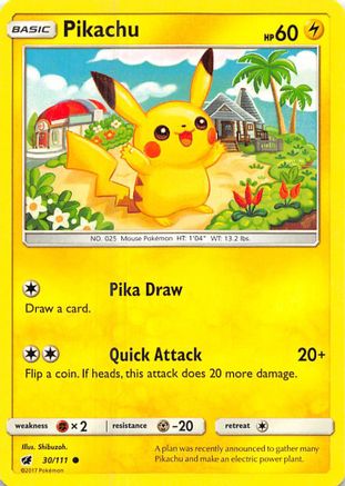 Pikachu (30/111) [Sun & Moon: Crimson Invasion] Reverse Holofoil