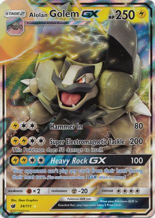 Alolan Golem GX (34) Holofoil - SM  Crimson Invasion