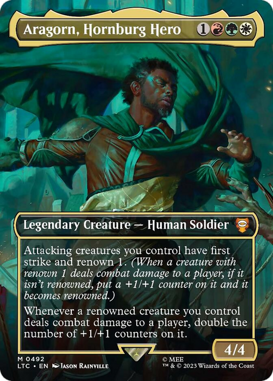 Aragorn, Hornburg Hero (Borderless) [The Lord of the Rings: Tales of Middle-Earth Commander] Foil