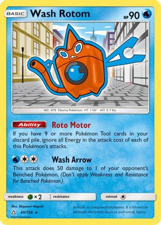 Wash Rotom (40/156) [Sun & Moon: Ultra Prism] Reverse Holofoil