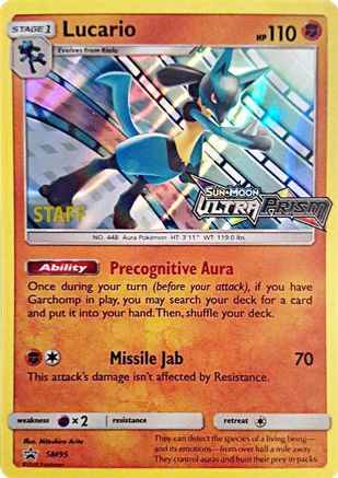 Lucario - SM95 (Prerelease) [Staff] (SM95) Holofoil - SM Promos