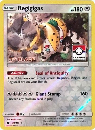 Regigigas (84/111) (League Promo 3rd Place) [Sun & Moon: Crimson Invasion] | Silver Goblin