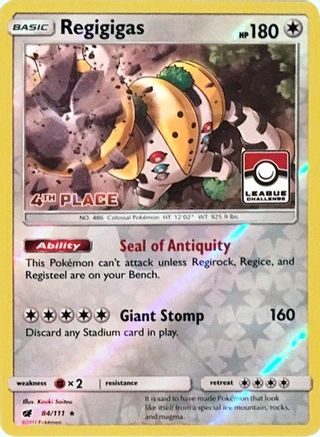 Regigigas (84/111) (League Promo 4th Place) [Sun & Moon: Crimson Invasion] | Silver Goblin