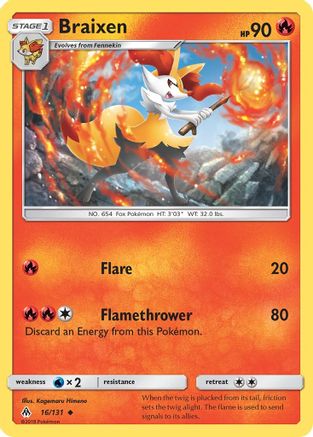 Braixen (16/131) [Sun & Moon: Forbidden Light] | Silver Goblin