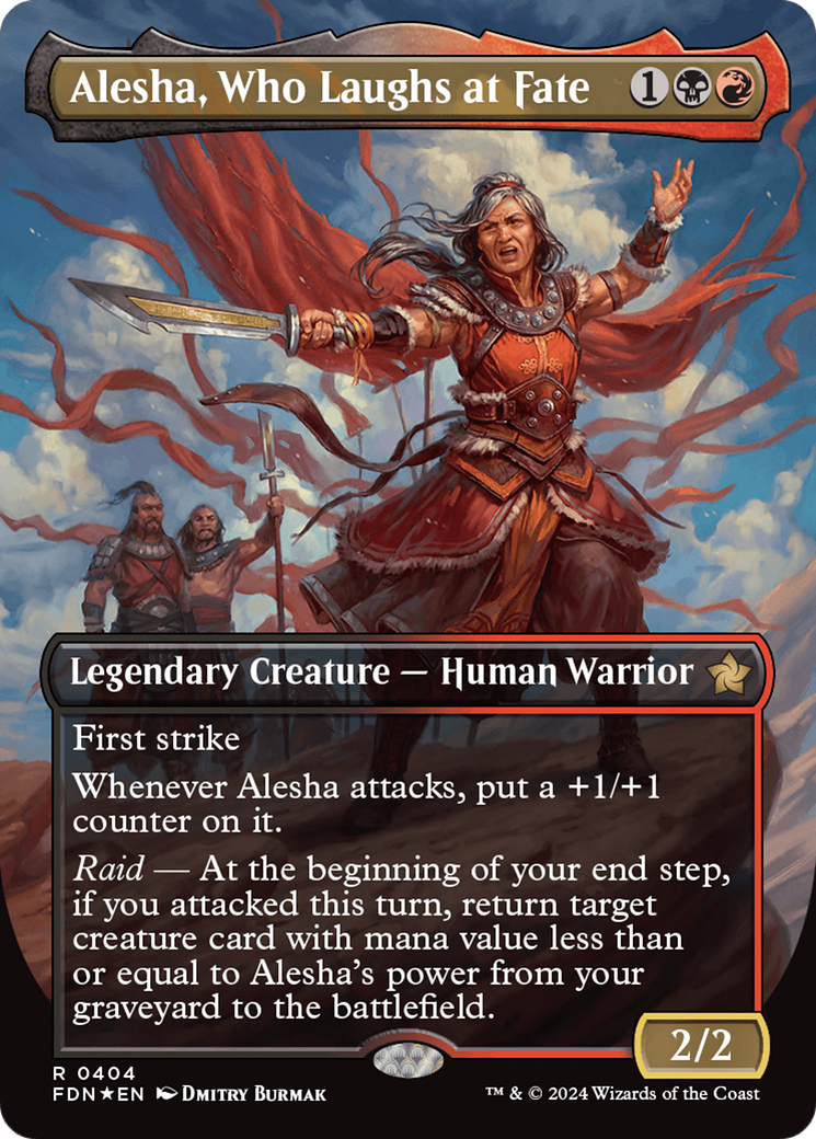 Alesha, Who Laughs at Fate (Borderless) (Mana Foil) [Foundations] | Silver Goblin