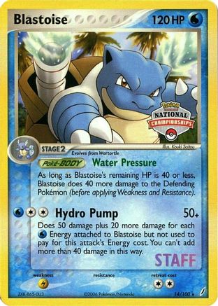 Blastoise - 14/100 (National Championships) [Staff] (14) - League & Championship Cards
