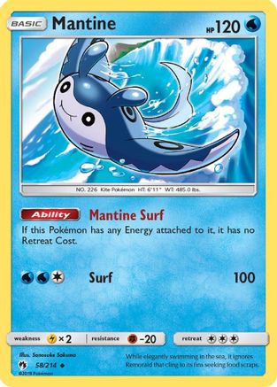 Mantine (58) Reverse Holofoil - Lost Thunder