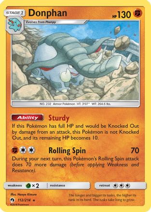 Donphan (112) Reverse Holofoil - Lost Thunder
