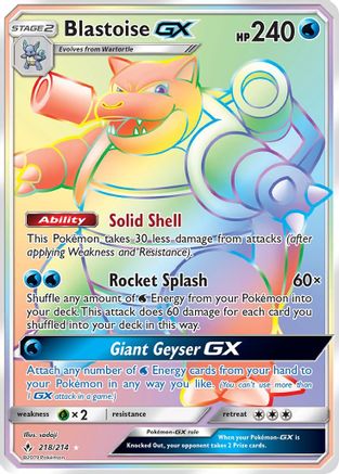 Blastoise GX (Secret) (218) Holofoil - Unbroken Bonds