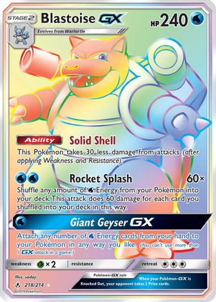 Blastoise GX (218/214) [Sun & Moon: Unbroken Bonds] | Silver Goblin