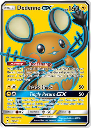 Dedenne GX (Full Art) (195) Holofoil - SM  Unbroken Bonds