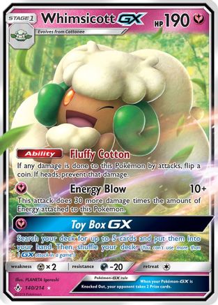 Whimsicott GX (140/214) [Sun & Moon: Unbroken Bonds] | Silver Goblin