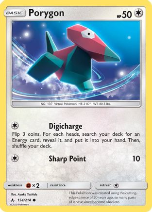 Porygon (154/214) [Sun & Moon: Unbroken Bonds] Reverse Holofoil