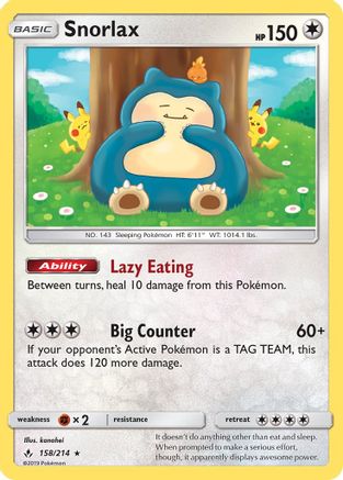 Snorlax (158/214) [Sun & Moon: Unbroken Bonds] Reverse Holofoil
