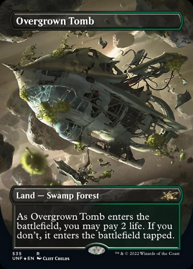 Overgrown Tomb (Borderless) (Galaxy Foil) [Unfinity] | Silver Goblin