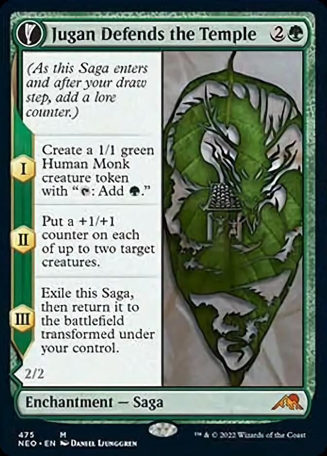 Jugan Defends the Temple // Remnant of the Rising Star (Extended Art) [Kamigawa: Neon Dynasty] Foil