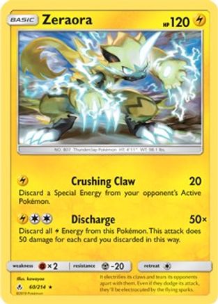 Zeraora (60/214) (Cracked Ice Holo) (Theme Deck Exclusive) [Sun & Moon: Unbroken Bonds]